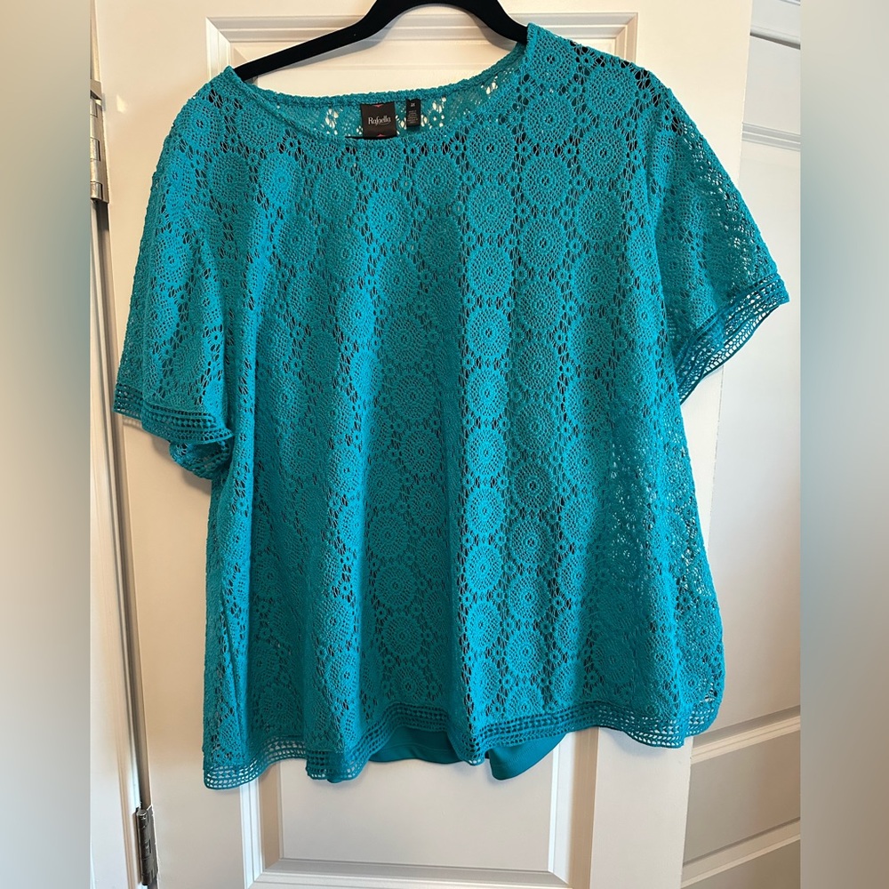 Rafaella Turquoise Lace Blouse